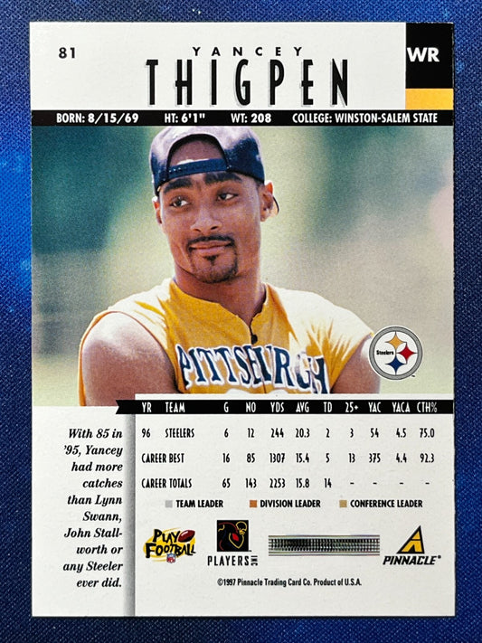 Yancey Thigpen 1997 Pinnacle Football #81 Pittsburgh Steelers