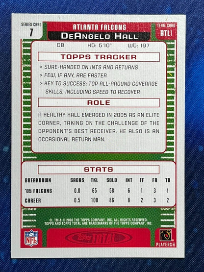 2006 Topps Total Football #7 DeAngelo Hall Atlanta Falcons