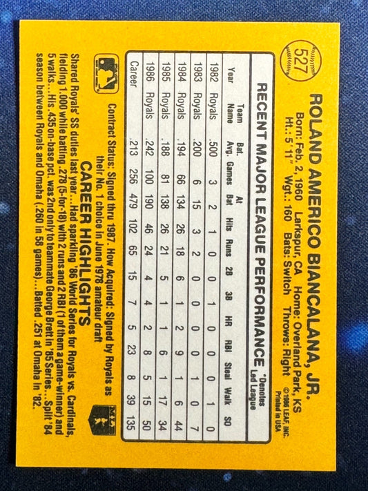 1987 Donruss #527 Buddy Biancalana Kansas City Royals