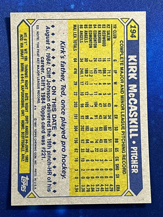 1987 Topps #194 Kirk McCaskill California Angels