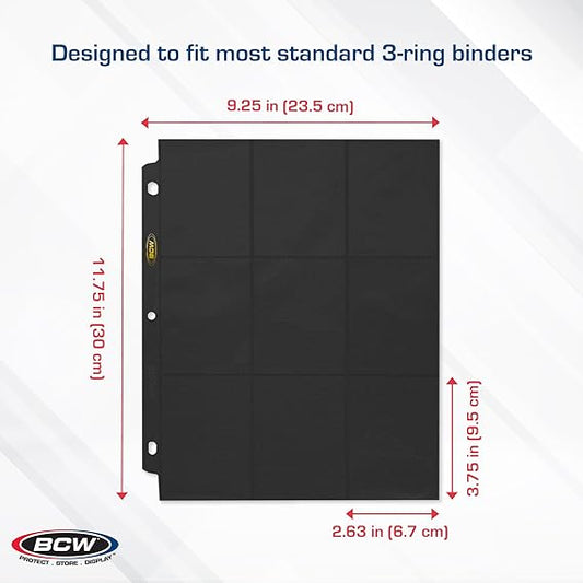 BCW Double-Sided 9-Pocket Pages Holder - 50 Black Pages