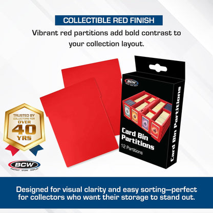 BCW Collectible Card Bin Partitions - Red
