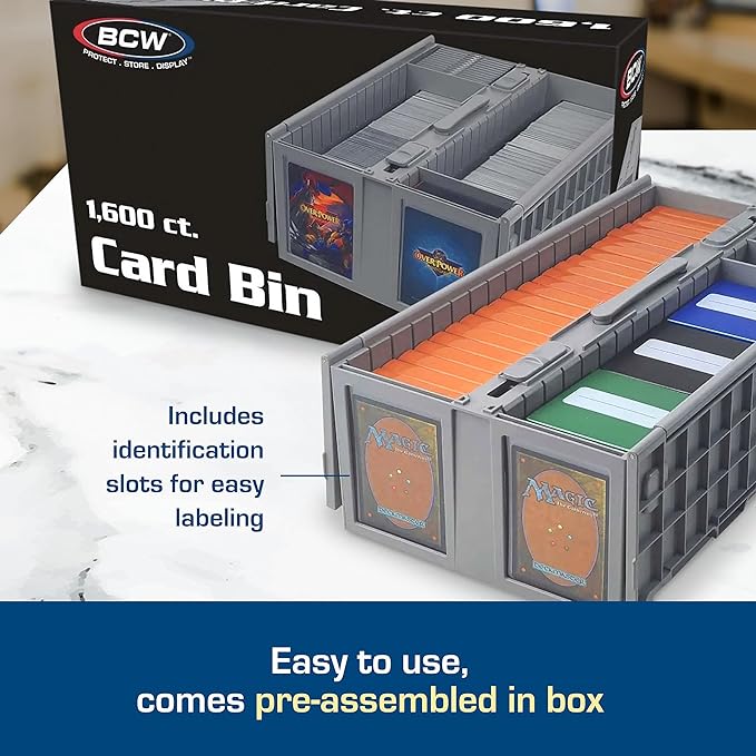 BCW Collectible Card Bin – (Single, Gray) | Holds up to 1600 Cards