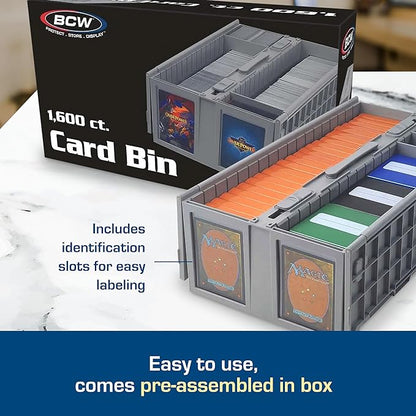 BCW Collectible Card Bin – (Single, Gray) | Holds up to 1600 Cards