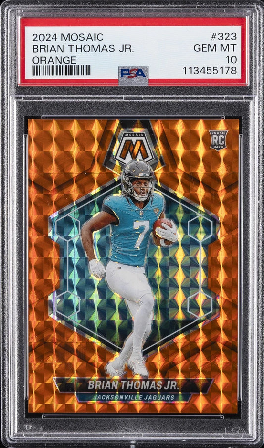 Brian Thomas Jr. 2024 Panini Mosaic Orange Rookie (RC) #323 35/199 PSA 10