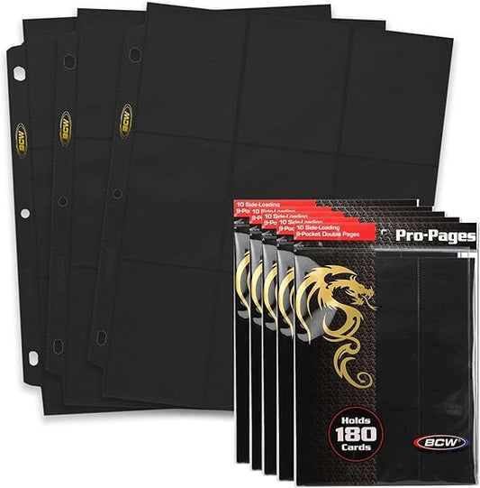 BCW Double-Sided 9-Pocket Pages Holder - 50 Black Pages