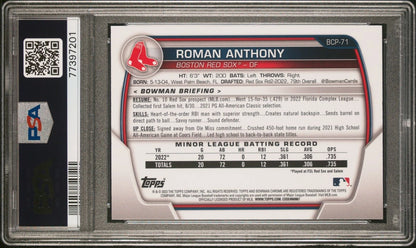 2023 Bowman Chrome M/B Roman Anthony #BCP71 PSA 10 Boston Red Sox
