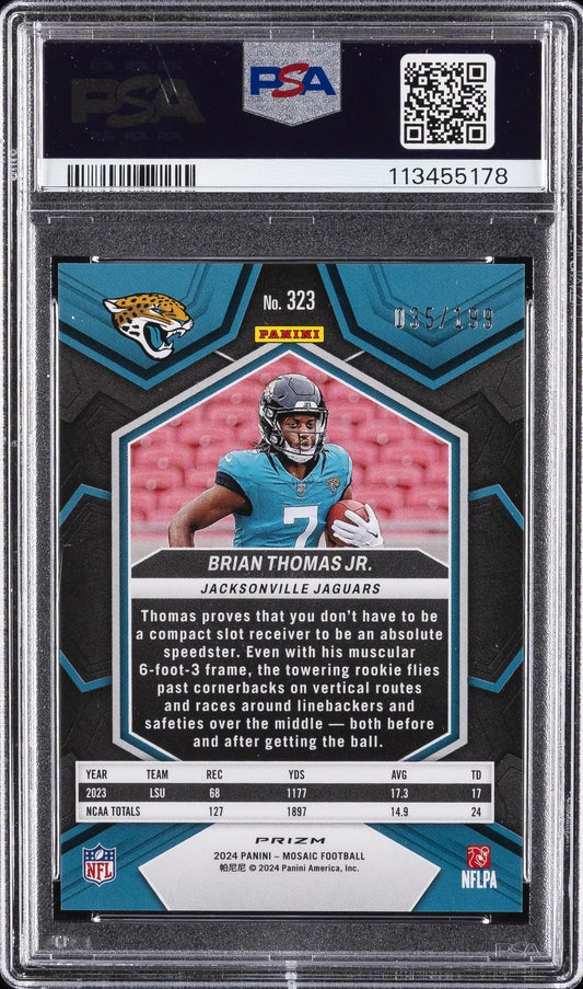 Brian Thomas Jr. 2024 Panini Mosaic Orange Rookie (RC) #323 35/199 PSA 10