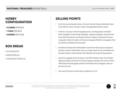 2024-25 Panini National Treasures Basketball Hobby Box