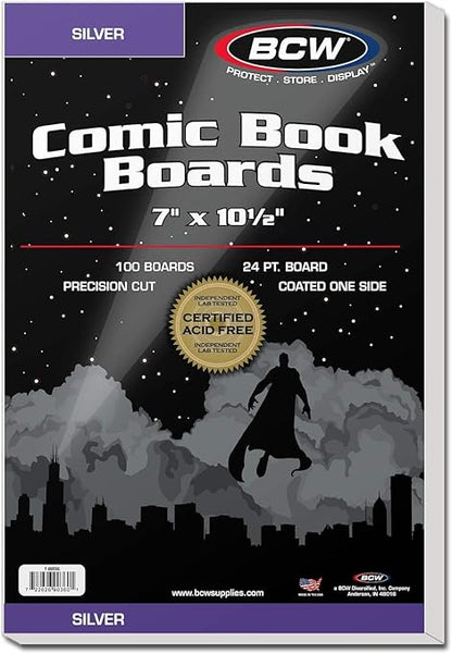 BCW Silver Comic Book Backing Boards (100 Pack)